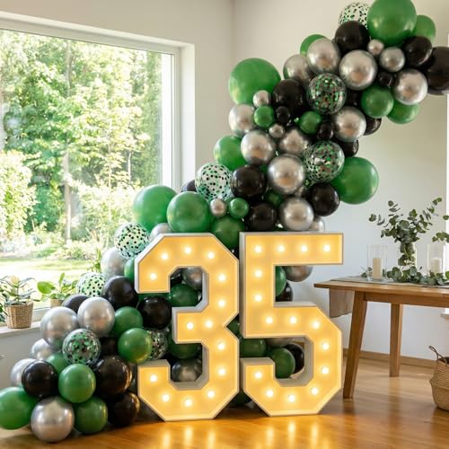 Paready Green Black Balloons, 60 Pcs Party Balloons for Graduation Sports - color: Green Silver