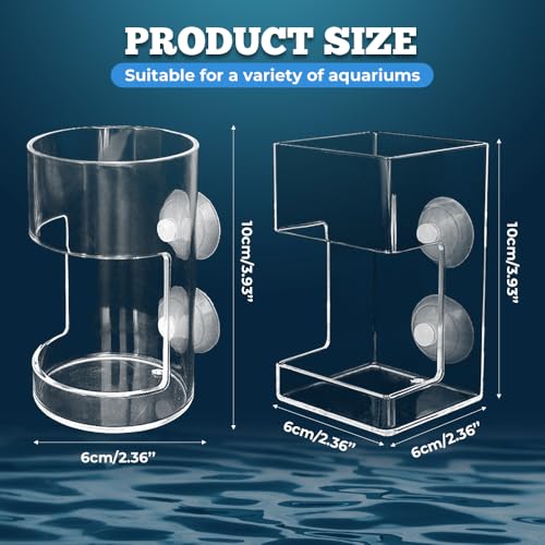 No Mess Aquarium Feeder, 2026 New Acrylic Clear Fish Tank Feeder with Suction Cup, Preventing Food Scattering (Square) - color: Square