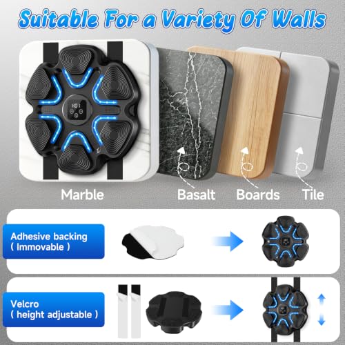 Music Boxing Machine, Interactive Punching Trainer with Boxing Gloves, Large Size Wall Mounted Electronic Boxing Target for Adult Kids, 9 Modes & 9 Speeds - color: ‎black-kid