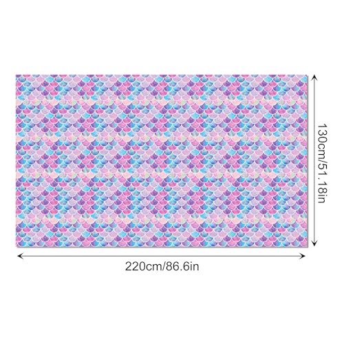 1Pc Fancy Mermaid Party Plastic Tablecloth 54 x 87 Inch Long Table Cover, Mermaid Scales Tail Party Tablecover for Fairy Tale Shell Kids Baby Shower Birthday Dinner Picnic Kitchen Event - color: Fancy Mermaid