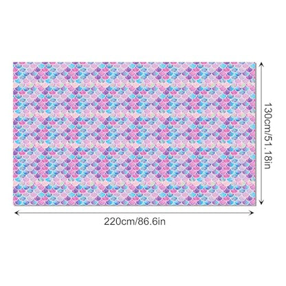 1Pc Fancy Mermaid Party Plastic Tablecloth 54 x 87 Inch Long Table Cover, Mermaid Scales Tail Party Tablecover for Fairy Tale Shell Kids Baby Shower Birthday Dinner Picnic Kitchen Event - color: Fancy Mermaid