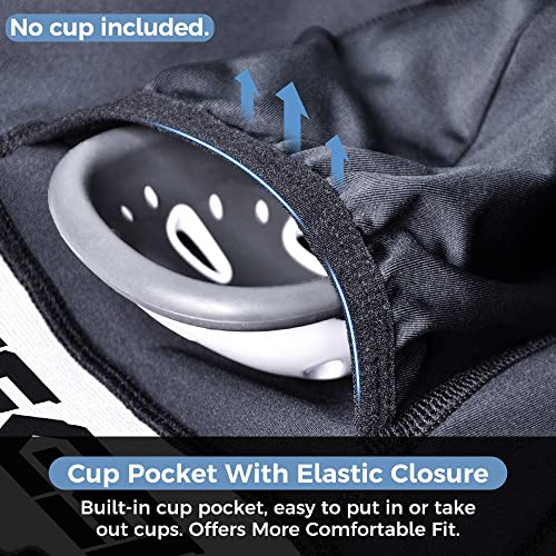 Men Baseball Football Straps Compression Underwear w/Cup Pocket(NO Cup) Protective Athletic Shorts - 2 Pack - color: Black, size: Large