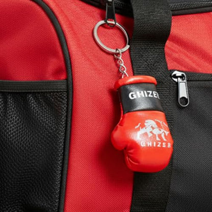 Mini Boxing Gloves Keychain (1 pcs) Premium PU Leather, Sports Lover Gift, Bag Accessory, Car Hanging for Men & Women - color: Red and Black