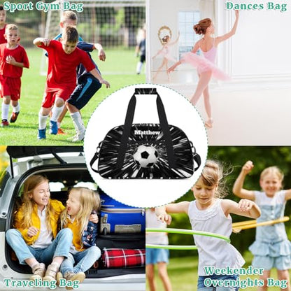 Custom Boys Sports Soccer Training Bag Abstract Black Background | Personalized Named Practice Travel Overnight Training Bag - color: Color 17
