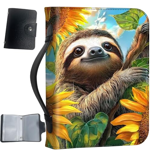PU Leather Bible Cover with Handle & Pockets, Large Capacity Bible Case, Water-Resistant Scripture Organizer Bag with Bonus Card Holder, Christian Gift for Women & Men, Cute Sloth - color: Cute Sloth