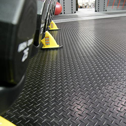 Rubber-Cal Diamond-Plate Rubber Flooring Roll - 3 mm x 4 ft x 1.5 ft Roll - Black - size: 18"L x 48"W x 0.1"Th