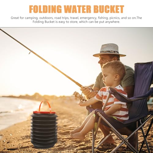 Mikikit 4L Portable Folding Water Bucket with Lid and Handle Collapsible Bucket for Camping Outdoor Car Washing Fishing and Picnics