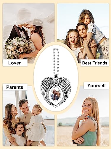 PiercingJ Custom Photo Rearview Mirror Car Charm Double Side Picture Engraving Car Hanging Ornament Angel Wing Car Charm Gift for Men Women (Silver(Water Droplet)) - color: Silver(water Droplet)-1 Pc