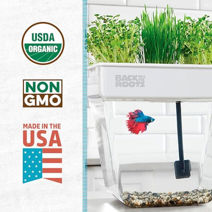 Back to the Roots Indoor Aquaponic Garden - 3 Gallon Self Watering, Mess-Free Planter and Self-Cleaning Fishtank for Herbs, Microgreens, Bamboo, Succulents, and Houseplants, support Fish - size: Deluxe, style: Aquaponic Fish Tank