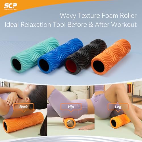 SUBCULTUREPICK Foam Roller - Muscle Massage Roller for Back Pain & Stretching - Ergonomic Wide Wave Textured - Deep Muscle Massage Pilates Yoga, Athletics, Fitness Exercise for Whole Body - color: Orange