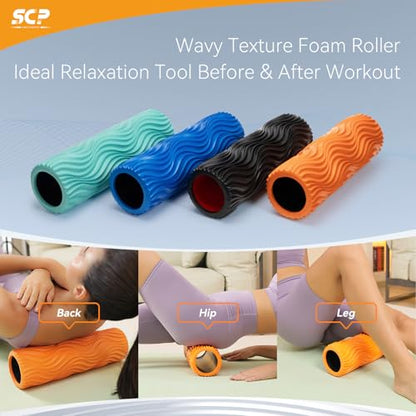 SUBCULTUREPICK Foam Roller - Muscle Massage Roller for Back Pain & Stretching - Ergonomic Wide Wave Textured - Deep Muscle Massage Pilates Yoga, Athletics, Fitness Exercise for Whole Body - color: Orange