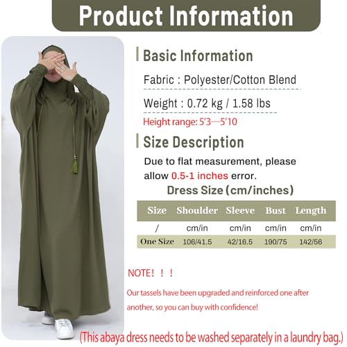 khalat Muslim Prayer Dress Abaya Solid One-Piece Hoodie Abaya Dress for Women Long Maxi Dress Islamic Dubai Jilbab - color: Black