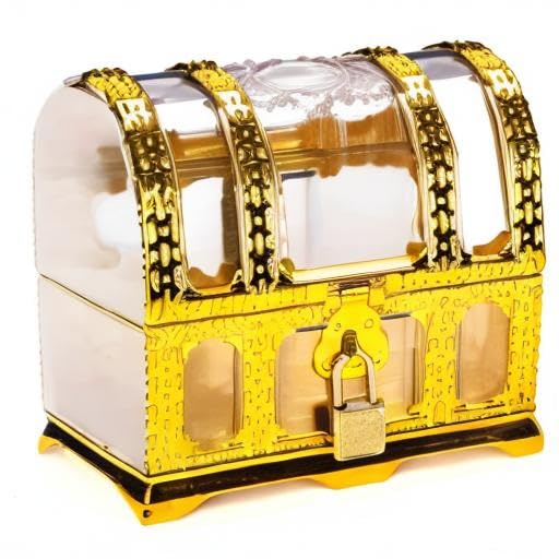 Kids Pirate Treasure Chest,Teacher's Favorite Treasures Collection Storage Box,Treasure Chest Toys for Classroom - color: transparent golden chest 3