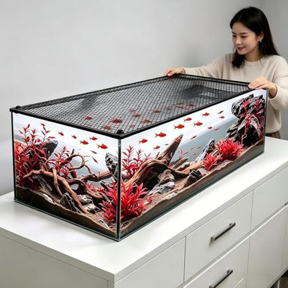 Fish Tank Lid Mesh Screen Netting, Aquarium Top Cover Mesh to Protect Jumping Out of Fish Tank, Adjustable Size for Aquarium Screen Top Cover(45x30cm) - size: 45x30cm