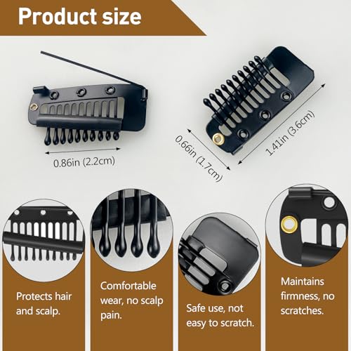 10 Pcs Safety Pin Snap-Comb Hair Clips for Securing Dupatta, Turban, Scarf, Wedding Veil, and Wig Piece - Secure Headscarf Clips with Teeth for Reliable Hold