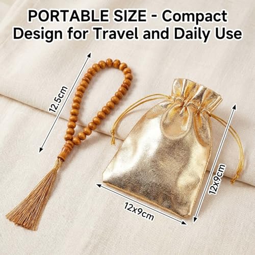 12 Pcs Olive Wood Prayer Beads, Islamic Muslim Tasbih for Dhikr and Quran Recitation, Eid Gift, Prayer Beads for Women Men