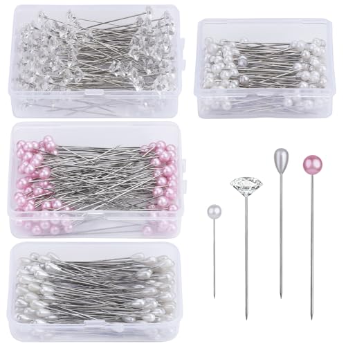 400 Pcs Bouquet Pins Corsage Pins, 4 Styles Straight Pins - size: 400pcs-4sizes