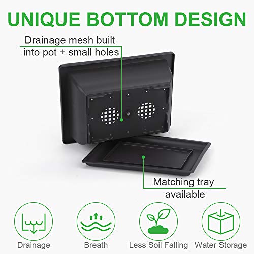 GROWNEER Bonsai Training Pots 3 Packs 9Inch with Drainage Humidity Trays, Bonsai Tree Starter Kits with 1 Repotting Mat, Growing Planter Set for Garden, Yard, Balcony, Office, Living Room - size: 3pcs/9x6.6in