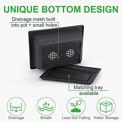 GROWNEER Bonsai Training Pots 3 Packs 9Inch with Drainage Humidity Trays, Bonsai Tree Starter Kits with 1 Repotting Mat, Growing Planter Set for Garden, Yard, Balcony, Office, Living Room - size: 3pcs/9x6.6in