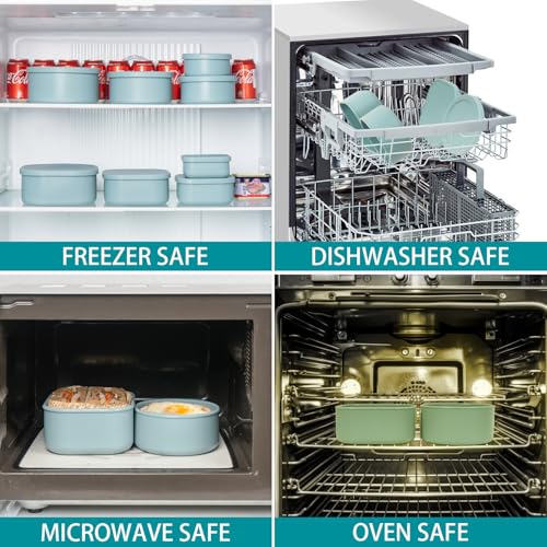 100% Silicone Food Storage Containers with Lids, 8 Pack, 10oz to 51oz, Reusable Leakproof Nesting & Stackable Silicone Bento Lunch Box, Microwave Freezer Dishwasher Oven Safe, BPA Free, Slate Green - color: Slate Green | 8 Pack