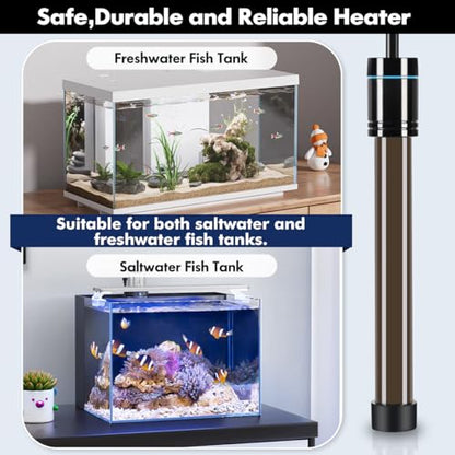 Orlushy Submersible Aquarium Heater, Fish Tank Heater with Free Thermometer for Freshwater and Saltwater Tank - size: R300
