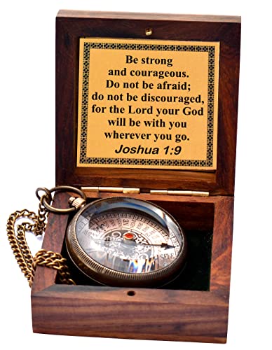 Be Strong and Courageous, Joshua 1:9, Solid Brass Directional Engraved Compass, Baptism Gifts for Boys Girls, First Communion, Christian Gifts for Men, First Confirmation Gifts for Boys - style: #1 Be Strong and Courageous, Joshua 1:9