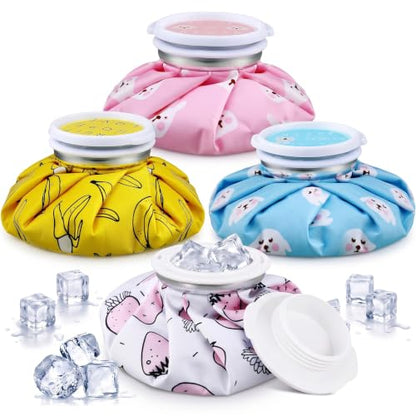 Honoson 4 Pack Reusable Ice Pack for Injuries, Ice Bags Hot Water Bag for Hot & Cold Pain Relief No-Leak Elastic Breathable for Muscle, Joint Pain Swelling, Sports & Home Use(Cute Fruit Style) - style: Cute Fruit Style
