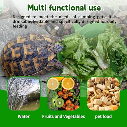 2PCS Reptile Food Water Bowl, Leaf Shape Dish for Tortoise Lizard Gecko | leaf-shaped plastic bowls (2 sizes),durable&bite-resistant.Shallow edges for easy access,easy to clean.For turtles,lizards
