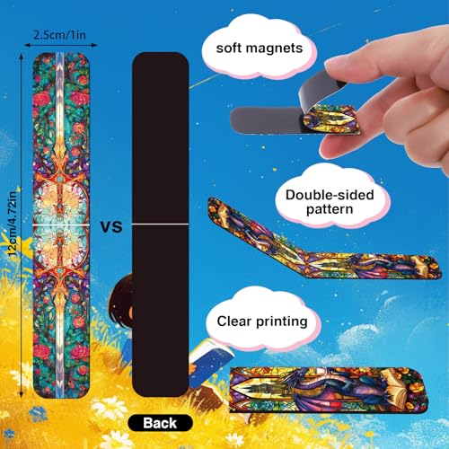 Dragon Sword Bookmark Magnetic Gifts - Wxiben 30 Pcs Stained Glass Window Dragon Bookmarks Magnets Fantastic Book Marks Page Marker Clip Gift for Women Men Students Teacher Reading Bookish - style: Dragon Sword