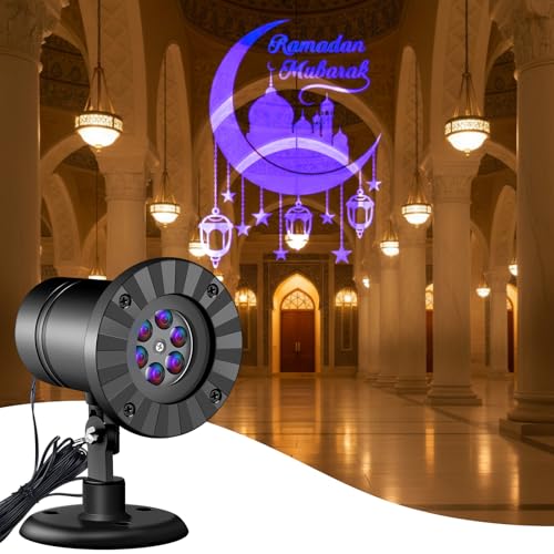 Rossesay Ramadan Mubarak Outdoor Projector Lights Decoration Projection Lamp for Eid Al Fitr Kareem Decoration for Muslim Ramadan Outdoor Waterproof for Garden Home Yard - style: Ramadan