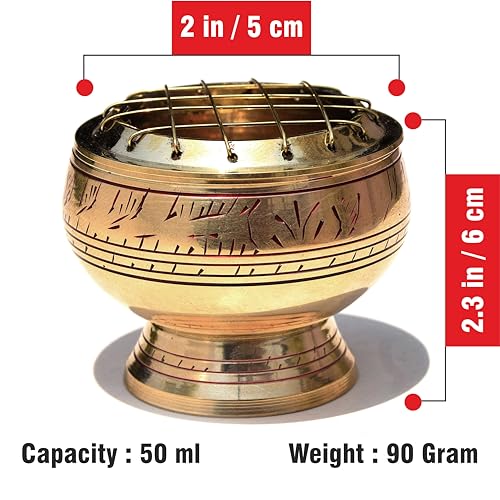 Pure Source India Brass Dhoop and Kapur Dhoop Dani 2.3" inch for Home Purifying for Home, Offices & Temples Puja, Hawan Pure Brass Incense Holder - Perfect for Gifting & Home Decor