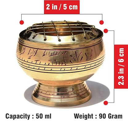 Pure Source India Brass Dhoop and Kapur Dhoop Dani 2.3" inch for Home Purifying for Home, Offices & Temples Puja, Hawan Pure Brass Incense Holder - Perfect for Gifting & Home Decor