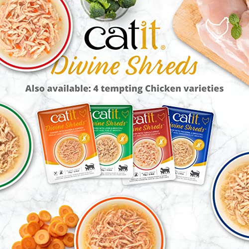 Catit Divine Shreds Premium Cat Food Topper, Tuna with Shrimp & Pumpkin (Pack of 4) - size: 1 Count (Pack of 4)