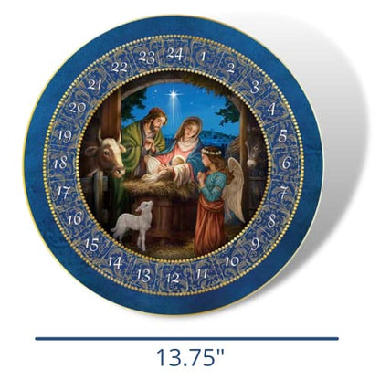 Needzo Round Hanging Religious Catholic Advent Calendar, For We Have Seen His Star Nativity Scene Colorful Countdown to Christmas Activity, Daily Bible Verse Flip Calendars, 13.75 Inches