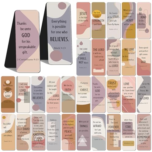 Chinco 30 Pcs Magnetic Bookmarks Christian Bookmarks Bulk Bible Verse Inspirational Scripture Page Clips for Women, Childrens, Kids, Teachers, Mothers Day, Church Supplies, School Gifts (Boho) - style: Boho