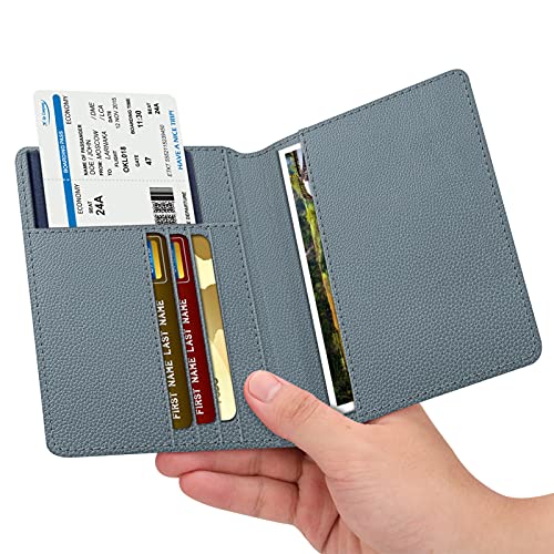 FINTIE Passport Holder, Slim Travel Wallet RFID Blocking Card Case Cover - color: Cloudy Blue