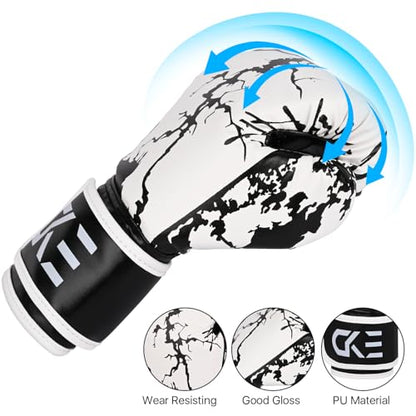 CKE Kids Boxing Gloves for Kids Boys Girls Junior Youth Toddlers Age 5-12 Years Training Boxing Gloves for Punching Bag Kickboxing Muay Thai - color: Black/White