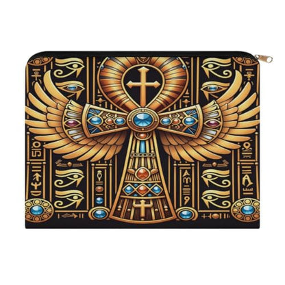 Egyptian Symbol Makeup Bag for Women, Cosmetic Pouch Travel Toiletry Organizer Bag 8.9"x6.5" Polyester - color: Egyptian Symbol