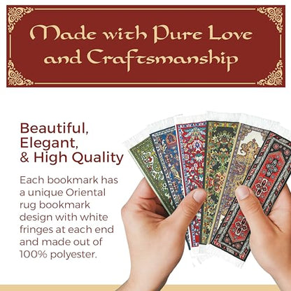 Oriental Carpet Bookmarks Kajara - Authentic Woven Carpet - Rug Bookmarks - Beautiful, Elegant, High Quality, Woven Cloth! Best Gifts for Men Women Adults Teens Teachers & Librarians!