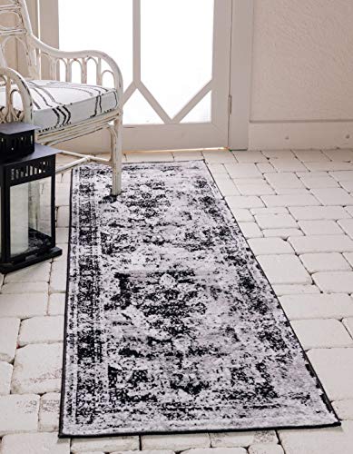 Unique Loom Sofia Collection Area Rug - Salle Garnier (2' x 6' 9" Runner, Black/ Ivory) - color: Black/Ivory, size: 2' x 6'7" (Runner)