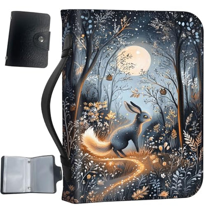 PU Leather Bible Cover with Handle & Pockets, Large Capacity Bible Case, Water-Resistant Scripture Organizer Bag with Bonus Card Holder, Christian Gift for Women & Men, Hare - color: Hare