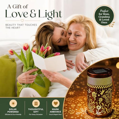 Solar Lantern Outdoor Waterproof, Metal Butterfly, Hummingbirds, Dragonflies, Frogs, Turtles, Flowers, Mushrooms, Garden Decor for Yard, Patio, Lawn, Porch, Backyard, Gifts for Women - style: Garden Life 1 Pack (Bronze-4" Dia)