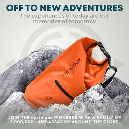 Earth Pak Waterproof Dry Bag with Zippered Pocket - Waterproof Dry Bag Backpack Keeps Gear Dry - color: Orange, size: 10L