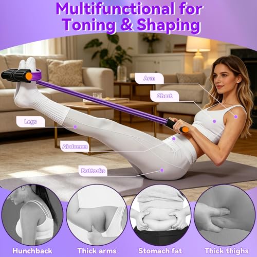 Pedal Resistance Band with Handle, Resistance Bands with Handles, Multifunctional Pedal Resistance Band, 6-Tube Yoga Stretch Bands for Exercise
