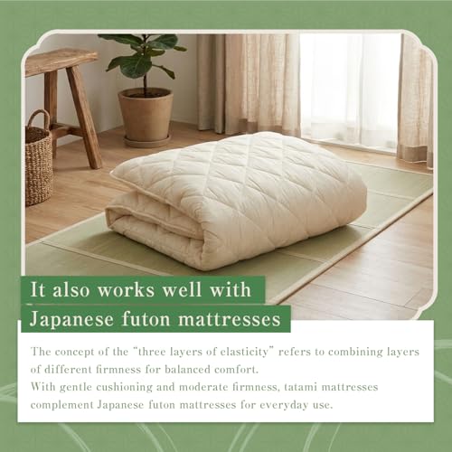Tatami Mat – Foldable Japanese Tatami Mat Igusa Mattress, Rush Grass Floor Sleeping Futon, Meditation Yoga Zen Tatami, Twin XL by BJDesign - size: Twin XL