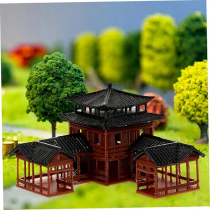 Miniature Pagoda Figurines Ancient Inn Landscape Model Aquarium Decor Ornaments for Fish Tank Bonsai Figurines Japanese Zen Garden and Micro Landscape 3.14 X 3.14 X 2.36 in