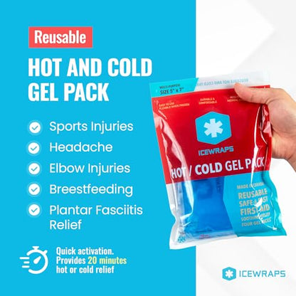 ICEWRAPS Reusable Ice Packs Compact 5 x 7 inches, Soft Cooling Pack 4 Pack | Hot or Cold Use, Puncture Resistant, Flexible Ice Pack for Everyday Comfort, Multipurpose Gel Design, FSA-HSA Eligible