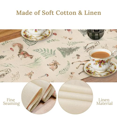 Rustic Woodland Kids Table Runner, Cute Forest Animals, Country Lodge Cabin Wild Animal Bear Deer Fox Wolf Set, 13X36 Inch - color: Camouflage-4, size: 13x36 Inch