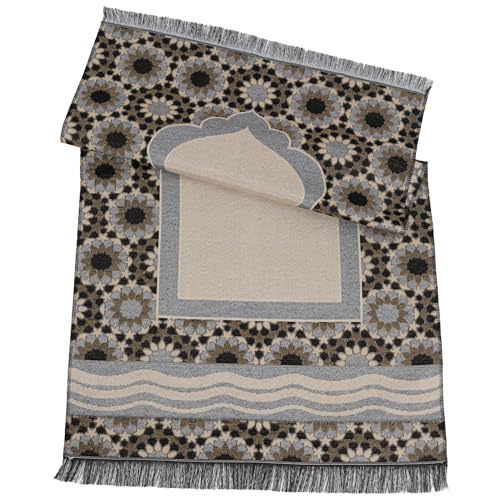 Modefa Turkish Travel Prayer Mat - Muslim Prayer Rug - Thin Woven Cotton Traditional Janamaz Sejjadah for Men Women - Prayer Matt Islam Praying Mat Stargazer (Black) - color: Black