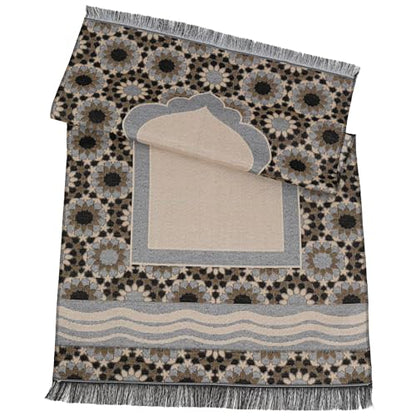 Modefa Turkish Travel Prayer Mat - Muslim Prayer Rug - Thin Woven Cotton Traditional Janamaz Sejjadah for Men Women - Prayer Matt Islam Praying Mat Stargazer (Black) - color: Black